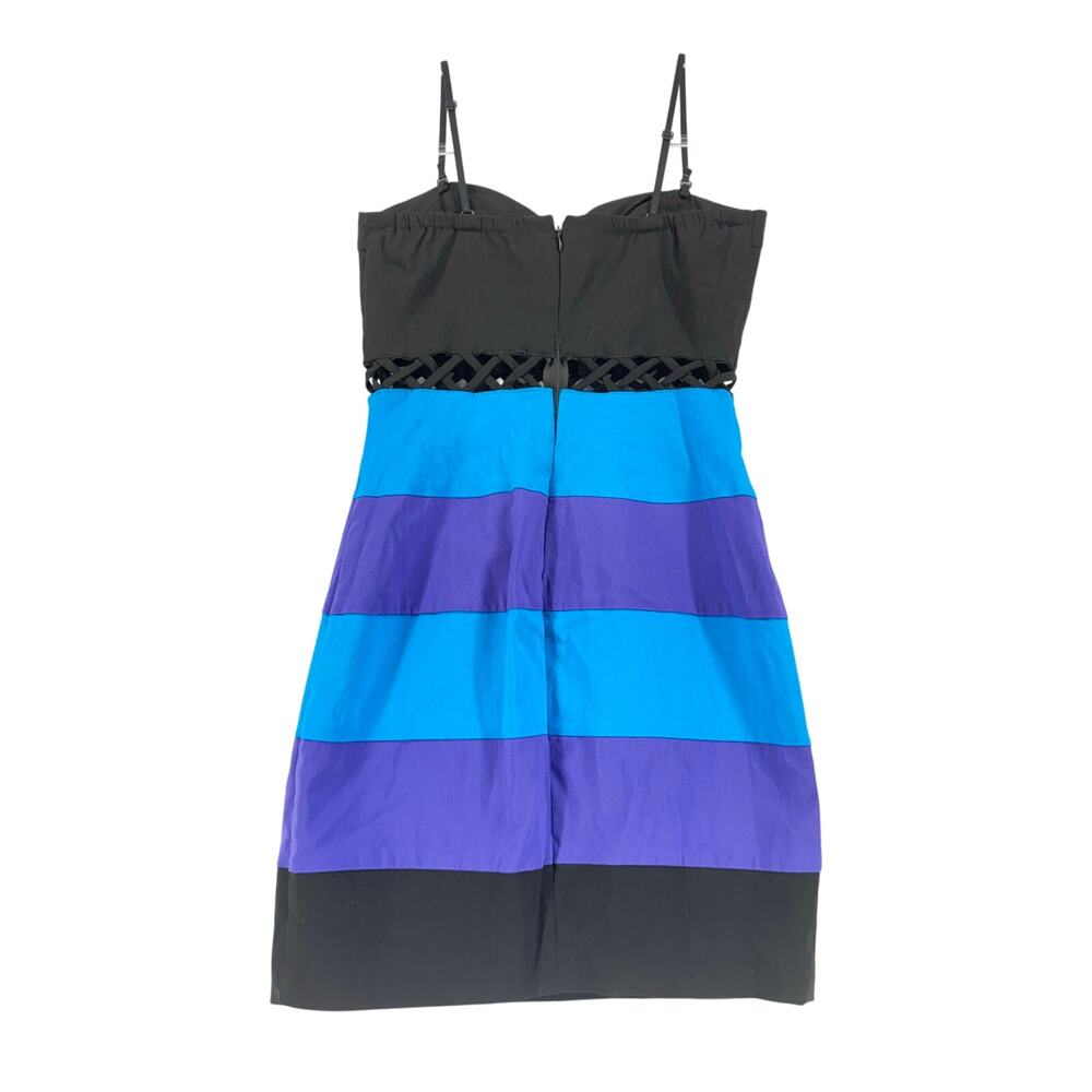 XOXO Y2K 90s Colorblock Mini Dress Sz 1/2 Multicolor Party Clubwear purple blue - Picture 2 of 7